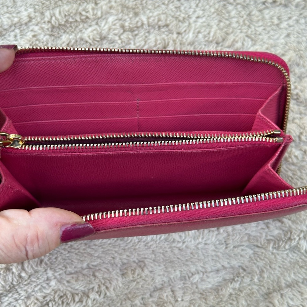 Prada Saffiano Bow Zip Around Wallet this is used please see all pictures - Picture 2 of 11